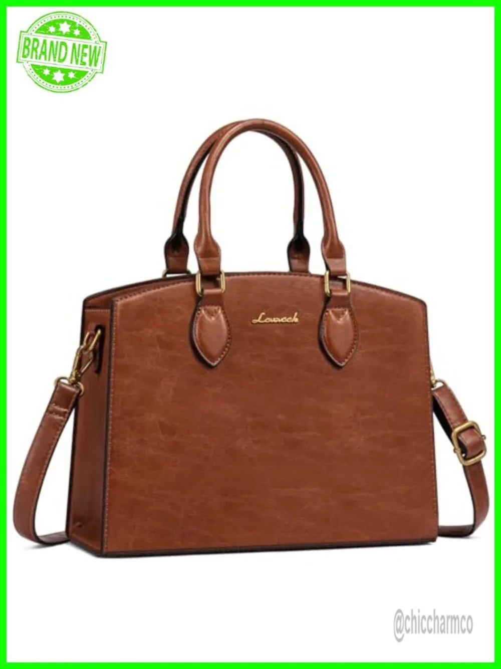 Vintage PU Leather Satchel Bag Women Faux Leather Tote Shoulder Crossbody